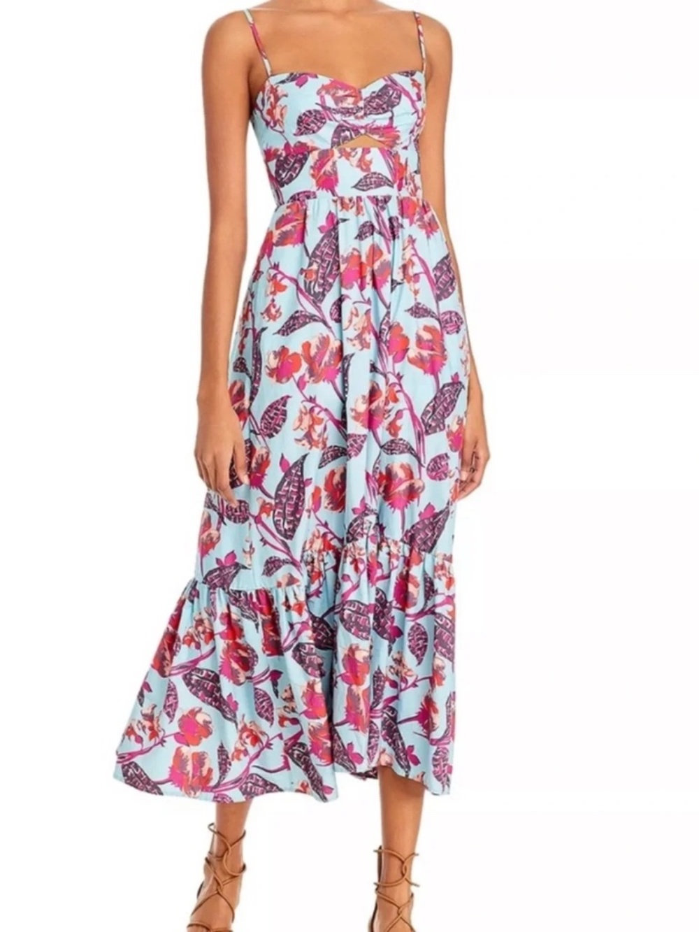 A.L.C. Emilia Floral Midi Dress Light Blue Pink Purple Size 4